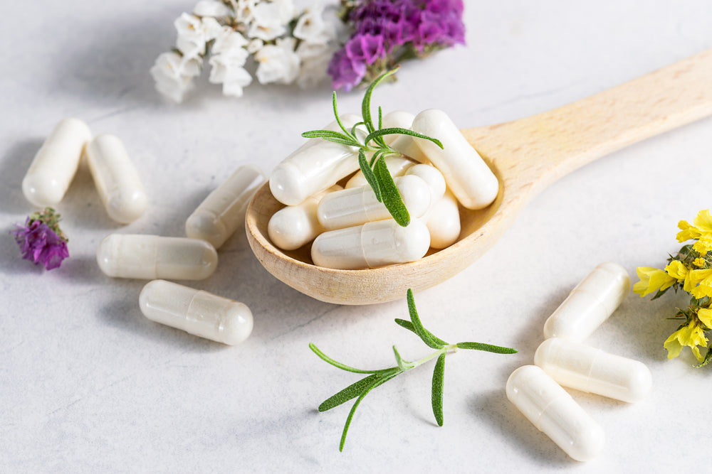 White kanna capsules with plants